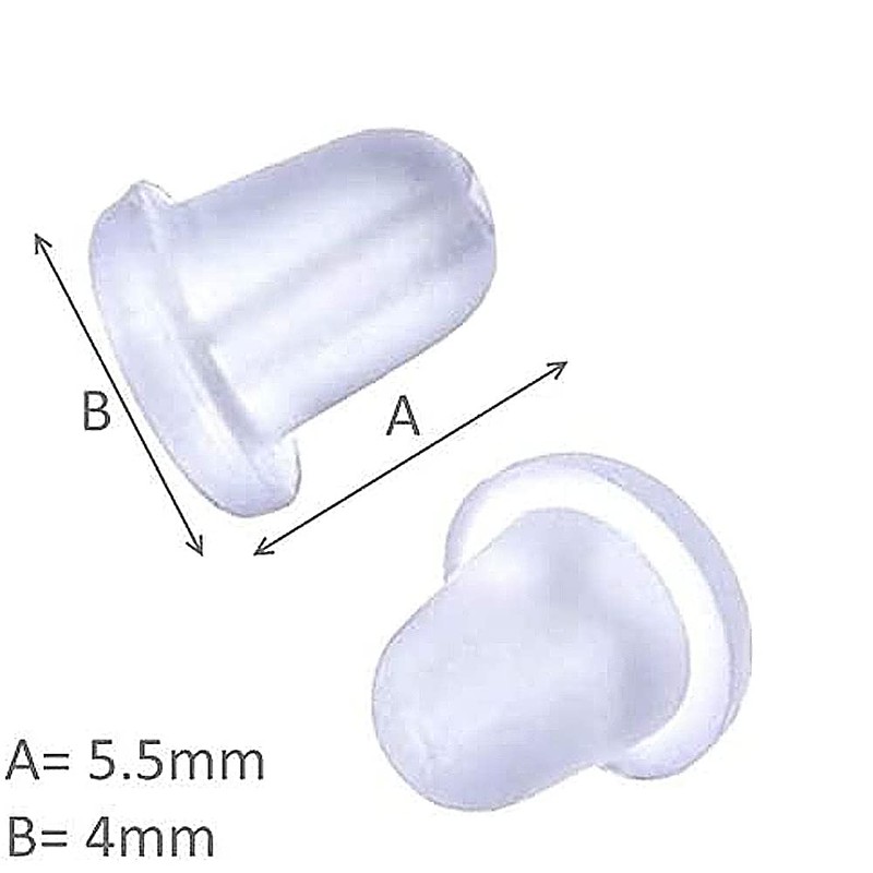 20 Clear Rubber Ear Stoppers 5 mm Replacement Pousettes Suitable