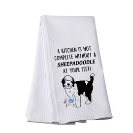PWHAOO A Kitchen is Not Complete Without A Sheepadoodle Kitchen Towel Sheepadoodle Lover Gift (Sheepadoodle Towel)