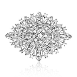 HAISWET Vintage Art Deco Crystal Rhinestone Brooch Pin for Women White