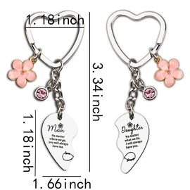 Mom Daughter Christmas Gifts for Mother Daughter Matching Keychains for Mom Daughter Birthday Gift for Daughter Mommy Heart Keychains 2 PCS Mom Daughter Long Distance Gifts for Women Girls