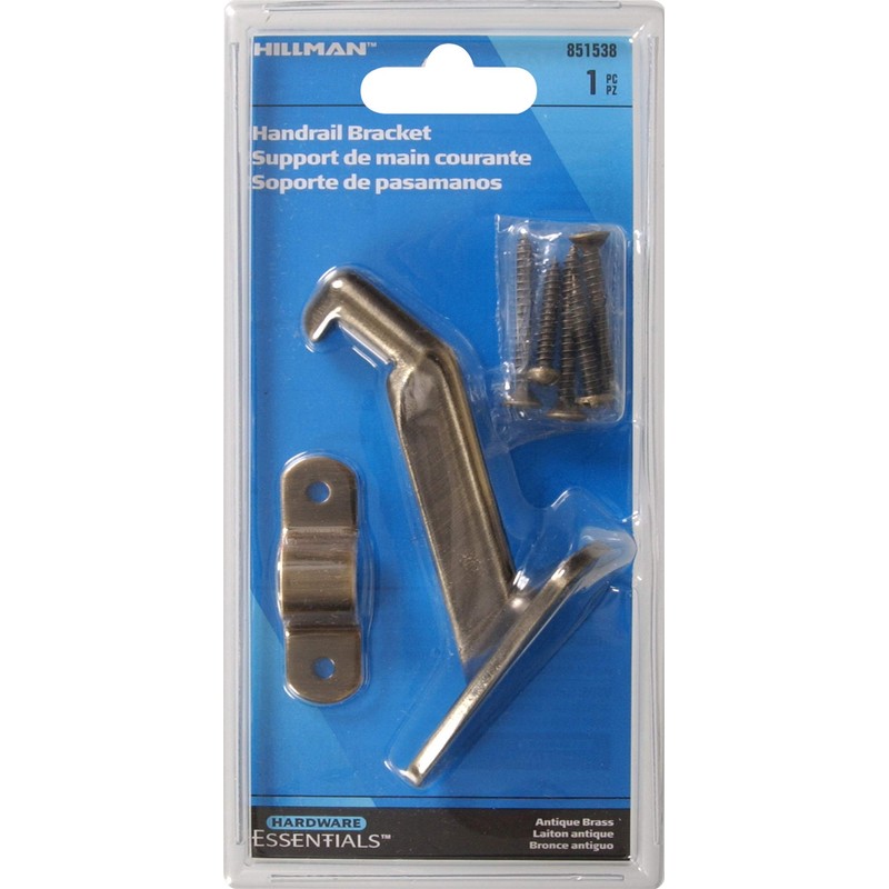 Hillman Hardware Essentials Heavy Duty Handrail Bracket Antique Brass 851538
