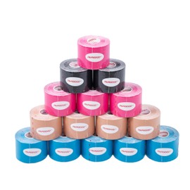 PAIRGOOD Kinesiology Tape, Uncut 5cm (W) x 5m (L) x 6 Rolls Pack | Breathable, Water Proof Elastic Athletic Tape for Sports, Muscle Strain Relief & Joint Support (Black)