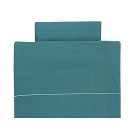 KraftKids Nile Blue Muslin Bedding Set with Pillow 40 x 60 cm and Duvet 135 x 100 cm, Cotton Duvet Cover, Handmade Bed Linen, Made in the EU