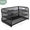 Paper Letter Tray with Handle, 3 Tier Metal Mesh Desk