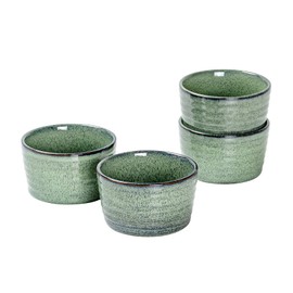 UNICASA Ramekin Set of 4, UNICASA 8 oz Creme Brulee Ramekins, Oven Safe Baking Set for Custard, Pudding, Souffle Cups, Reactive Green