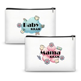 2 Piece Gift Set for Mummy to Be Gift for New Mom Gift for Newborn Baby Cute Makeup Bag for Pregnant Women White No, White, No