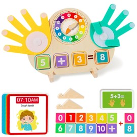 Juguetes educativos 2 en 1 Manipulativos matemáticos Bloques de conteo numérico y reloj didáctico para niños, juguetes de aprendizaje preescolar para niños pequeños de 3 a 5 años, juguetes