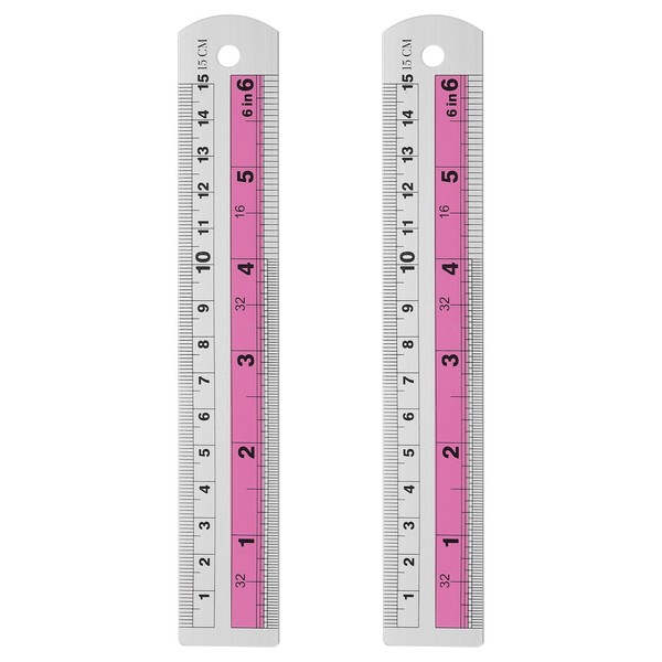 sourcing map 2pcs Metal Straight Ruler 15cm Metric SAE Aluminum