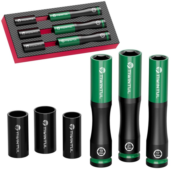 TIWINTUL 1/2" Extra Long Lug Nut Socket Set, 6Pcs Non-Marring