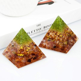 Nupuyai Carnelian Tree of Life Healing Crystal Pyramid with Gift Box, Spiritual Ornament Quartz Point Reiki Energy Figurine for Protection