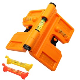 Guador Magnetic Spirit Level ABS Adjustable Angle Spirit Level Post Angle Spirit Level 188 mm x 134 mm for Pipe Installation Picture Hanging Mounting Aid (Orange)