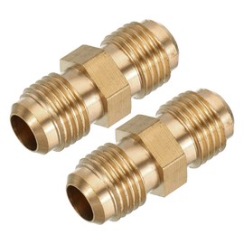 sourcing map Brass Tube Coupler, 5/16" Flare x 5/16" Flare Male Connector Pipe Coupling Fitting Union Gas Adapter for HVAC Air Conditioner, Pack of 2