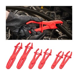 zipelo Hose Clamp Pliers, 6 Pack 3 Size Line Pinch Clamps Set, Plastic Hose Pinching Off Pliers for Automotive Radiator, Brake, Gas, Coolant Hoses and Fuel Lines (Red)
