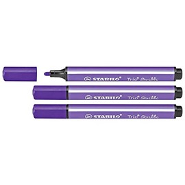 STABILO Set of 3 Trio Scribbi Triangular Felt-Tip Pens with Wide Tip Purpleaa
