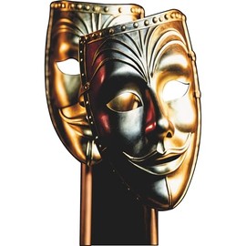 SP13444 Two Gold Theatre Theater Masks Comedy Tragedy Drama Cardboard Cutout Standee Standup