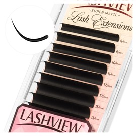 LASHVIEW Classic Lash Extensions 0.03-0.20 J/B/L/C/CC/D Curl 8-16mm Mixed & Single Length Tray, Soft Matte Dark Professional Eyelashes Extension(0.15 D 8-16mm)