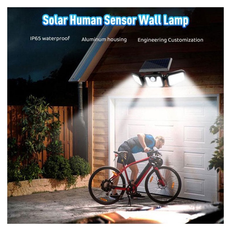 Solar Outdoor Lights Security Lights ,3 Heads Motion Sensor Lights,