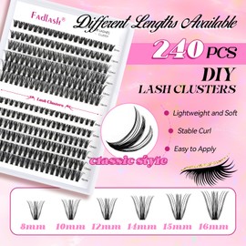 Cluster Lashes D Curl Lash Clusters 280 Pcs Lash Extension Clusters Individual Lashes Soft DIY Eyelash Extensions Mixed Tray Eyelash Clusters Natural Look (40D+50D-0.07D, 8-16mm)