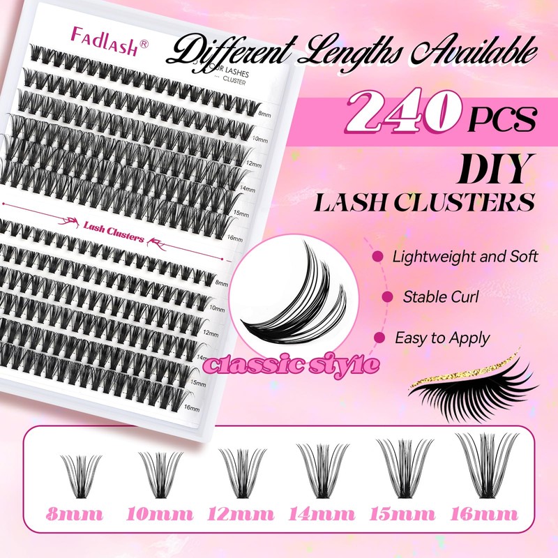Cluster Lashes D Curl Lash Clusters 280 Pcs Lash Extension