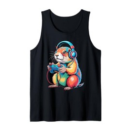 Hamster Headphones Cartoon Gamer Animal Humor Gaming Tank Top