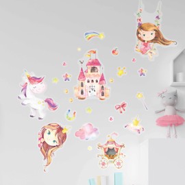 Papierdrachen Wall Stickers - 8 Sheets with Wall Stickers for Children - Nursery Decoration - Wall Decoration - Unicorn - 22 x 30 cm per Sheet - for Boys and Girls - Set 2