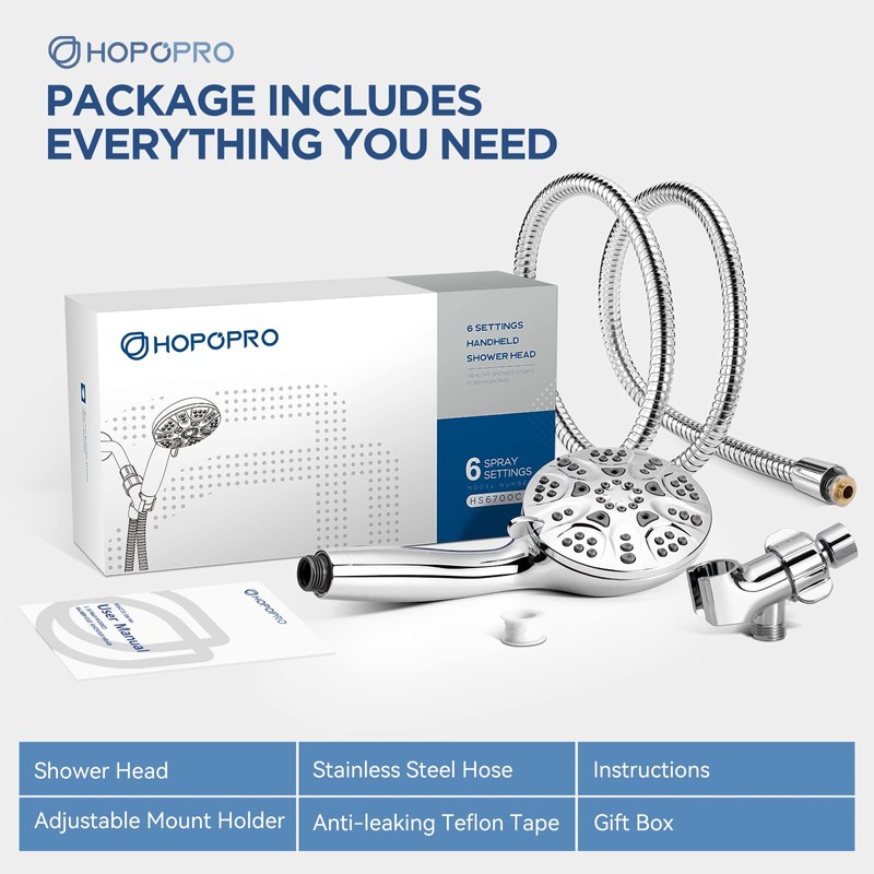 6-Mode High Pressure Handheld Shower Head Set, Consumer Reports Recommended