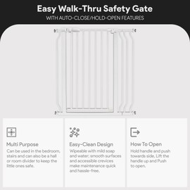 BalanceFrom Easy Walk-Thru Safety Gate for Doorways and Stairways with Auto-Close/Hold-Open Features, 36-Inch Tall, Fits 29.1 - 38.5 Inch Openings, White