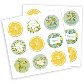 LBYHZS 180 Pcs Etiquetas Adhesivas de Limón, Pegatinas Redondas 1.5 Pulgadas, Pegatinas Temáticas de Verano, Bolsas para Regalos, Bodas, Cumpleaños, Fiestas, Navidad, Dulces, Frutas (Amarillo)
