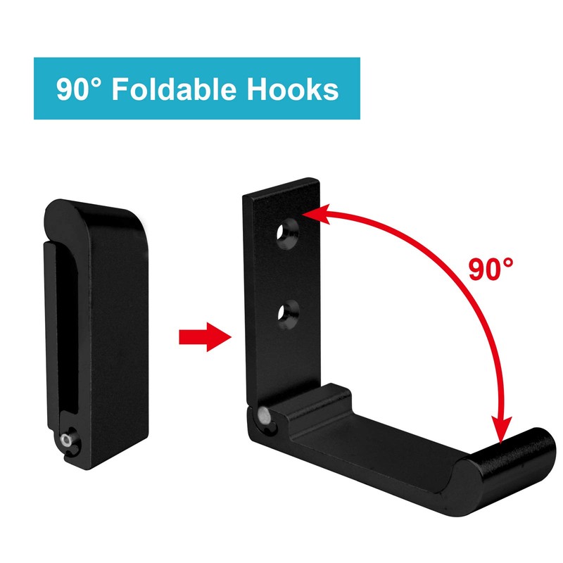 heneng 10 Pack 2" Black Folding Coat Hook w/ Screws,
