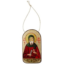 Saint Anthony Wooden Greek Christian Orthodox Wood Icon Ornament - 87057 - Museum Icons by G.DeBrekht