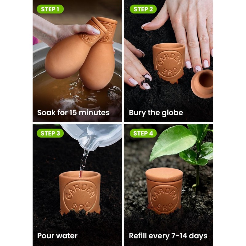 4 Pcs Ollas Terracotta Watering Pots Large - 14 Oz