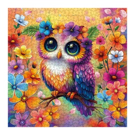 Colorful Owl Bird Puzzle for Adults 1000 Pieces, Nature Flower Animal Jigsaw Puzzles, Challenging Floral Art Puzzle