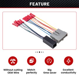 RED WOLF Stereo Harness w/Wire Connector Butt Amplifier Integration Fit for 1986-2000 Ford Mustang Explorer F150/250, Lincoln Town, Mercury Radio Connector Adapter Premium Mach Sound System