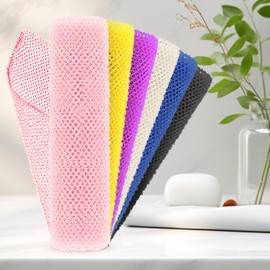 SpiralScgv 6 Pieces African Net Sponge – Effective Deep Cleansing and Exfoliating Mesh for Glowing Skin – Stretchable, Quick-Dry Exfoliating Bath Sponge(Pink, Yellow, Purple, Blue, Black, Off-White)