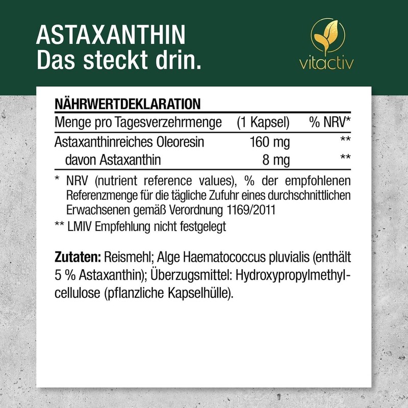 Vitactiv Astaxanthin 8 mg Capsules - 60 Caps (2 Months)