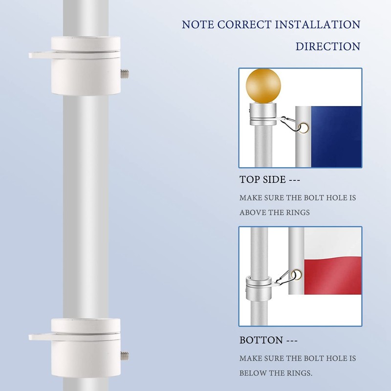 Wanjorlay Pack of 2 flags, pole rings, anti-wrap flags, pole