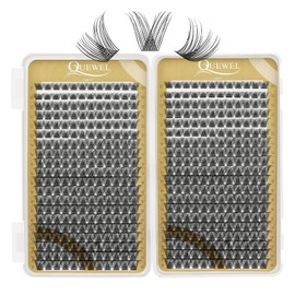 Cluster Lashes 480 Pcs QUEWEL Individual Lashes MIX10-18 D Curl DIY Lash Extensions Thin Band Lash-Clusters Eyelashes-Individual Volume False-Eyelashes Soft & Light For Home Use（Natural D MIX10-18）
