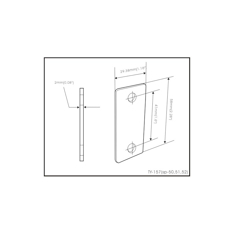 QCAA Stainless Steel Door Strike Filler Plate, 2-1/4" x 1-1/8",
