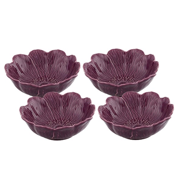 Bordallo Pinheiro Flora Large Bowl Purple, Set of 4