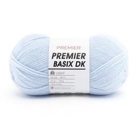Premier Yarns Basix DK Weight Yarn, Made of Acrylic, Ideal Yarn for Crocheting and Knitting, Machine-Washable, Powder Blue, 3.5 oz, 306 Yards