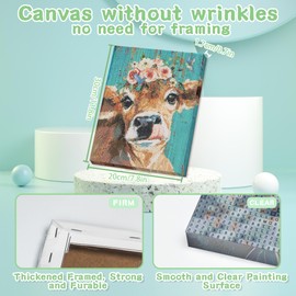 Cow With Frames Diamond Art Kits for Adults,Beautiful Gift Box Diamond Art Kits,Dots Round Full Drill Crafts for Wall Decor Gift-Image Size 8x12in