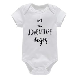 Baby 2025 Pregnancy Announcement Newborn Bodysuits, Cotton, White (Let the Adventure Begin, 0-3 Months)