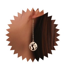 Inilbran Boho Map Dangle Earrings Vintage Globe Circle Hook Earrings Gold World Map Earrings Geometric Round Coin Earrings Jewellery for Women and Girls, Zinc