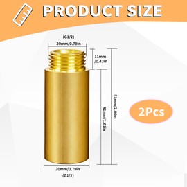 2 pieces 1/2 inch x 40 mm brass tap extension, DN15 thread extension, 1/2 inch female x 1/2 inch male thread, brass extension fitting, connection extension for drinking water and heating installation