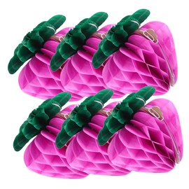 Ipetboom 10pcs Pink Paper Strawberry Honeycomb Balls Unique Fruit Shaped Hanging Decorations for Party Scene Photo Backdrop and Festive Wall Decor