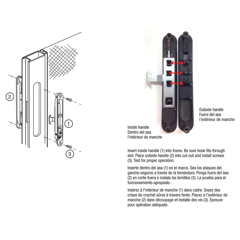 Prime-Line A 202 Diecast Black, Flush Sliding Screen Door Latch