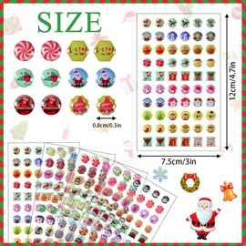AUGSUN Christmas Stickers Earrings,240 Pieces Stick on Earring Christmas Stickers for Girls 3D Glitter Gems Stickers Self-Adhesive Sticky Earrings