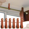 CroBlissful 6 Pcs Leather Curtain Rod Holders PU Leather Curtain