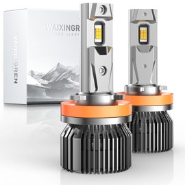 WAIXINGREN H11 LED Headlight Bulb 120W 36000LM 800% Super Brighter 6500K White H8 H9 H11 Headlight Bulb with Fan，Canbus Ready, IP68 Waterproof, Plug and Play, Pack of 2 (H8/H9/H11)