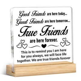 Friends Gifts for Women Men, Friendship Gift Birthday Gifts for Best Friend, True Friends Acrylic Desk Decorative Sign Home Decor